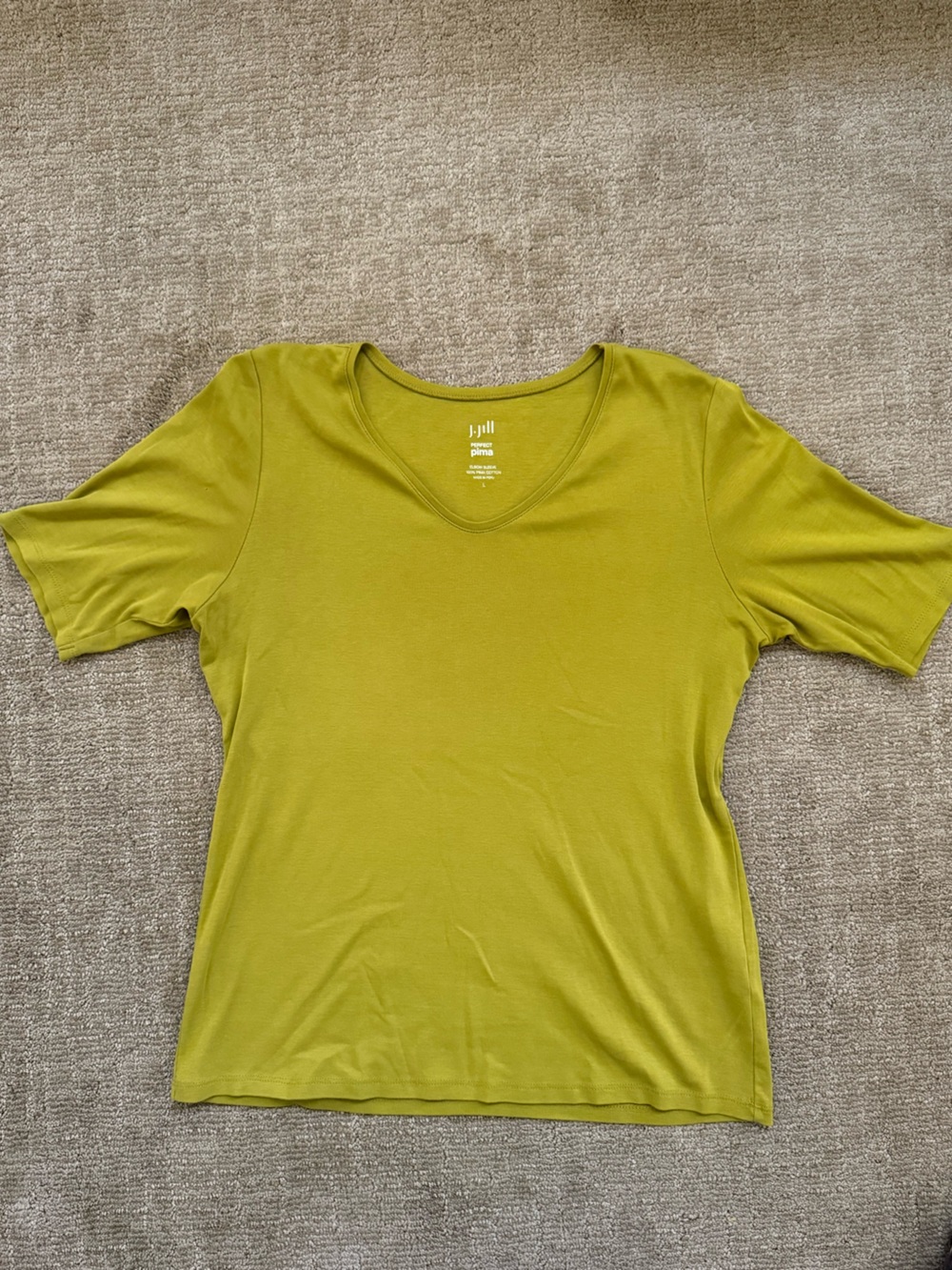J. Jill Perfect Pima Elbow Sleeve Tee in Chartreuse Green